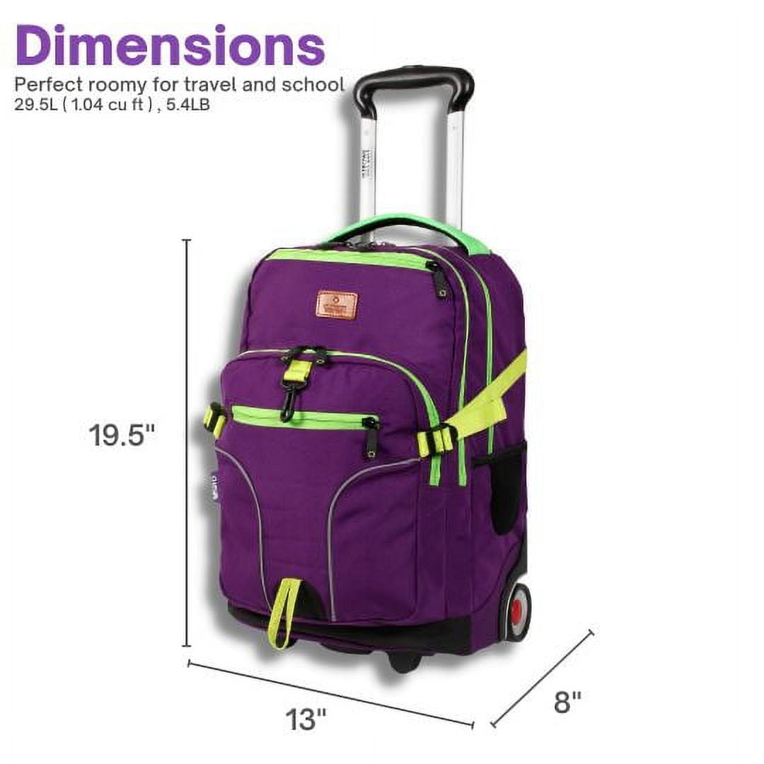 J World Girls Lunar 19.5" Multi Compartment Laptop Rolling Backpack For School And Travel, Purple