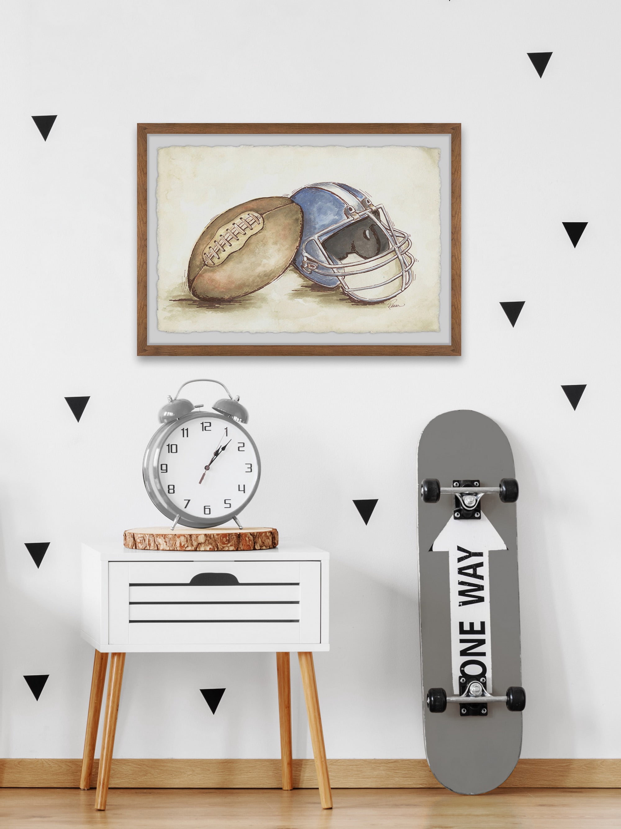 Marmont Hill Football Gear By Reesa Qualia Framed Wall Art, 24.00" x 1.50"