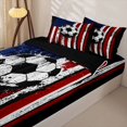 thumbnail image 3 of Manfei Soccer Sports Zipper Twin Comforter Sets with Fitted Sheet and 2 Pillowcases,Vintage Us Flag Zipper Bedding Set,Red White,Black Reversible,4pcs, 3 of 8
