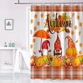 thumbnail image 2 of Fall Shower Curtain Orange Autumn Pumpkin Gnome Fabric Shower Curtain Set Yellow Farmhouse Buffalo Plaid Maple Leaf Bath Accessories for Bathroom, 72x72 Inch, 2 of 6