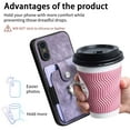 thumbnail image 3 of Feishell for iPhone XR Wallet Case with Elastic Card Holder,Premium PU Leather Shockproof TPU Bumper 360° Rotation Finger Ring Holder Kickstand Anti-Scratch Protective Phone Case,Purple, 3 of 9