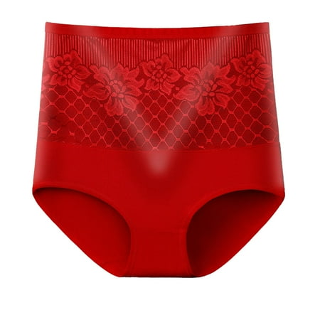 HCURIBAD Panties for Women Clearance Women s Plus Size High Waisted Cotton Tummy Lifting Hip Sexy Panties Seamless Underwear Cotton Underwear No Show Underwear  1x Ladies Panty Red L
