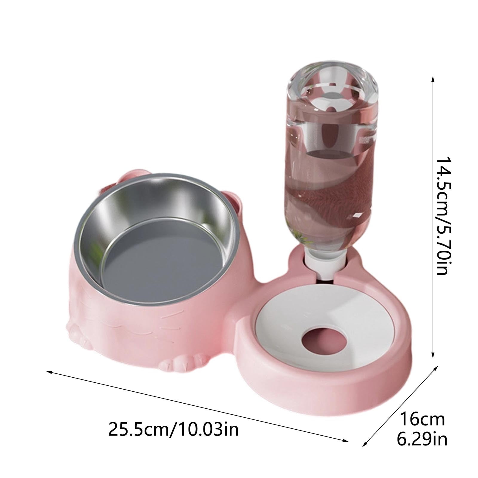 Double Cat Bowl Feeder with Automatic Water Dispenser Elevated Pet Food and Water Station for Small Animals