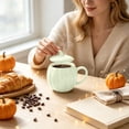 thumbnail image 2 of Pumpkin Ceramic Coffee Mug with Lid 14oz Microwave Safe Halloween Autumn Fall Novelty Cup for Women Family Home Decor, 2 of 4