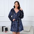thumbnail image 3 of Hpapadks Robes for Women Nightgown Warm Flannel Nightgown Thickened Bathrobe Christmas Deer Fashion Warm Large Size Nightgown Womens Nightgown Dark Blue XXL, 3 of 7