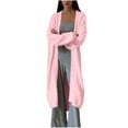 thumbnail image 2 of Womens Oversized Cardigans Ndbuld Fashion Women's Casual Long Sleeve Wear A Belt Solid Ladies Blouse Coat Outwear Jacket Cardigan Great Gifts for Less Pink M, 2 of 7