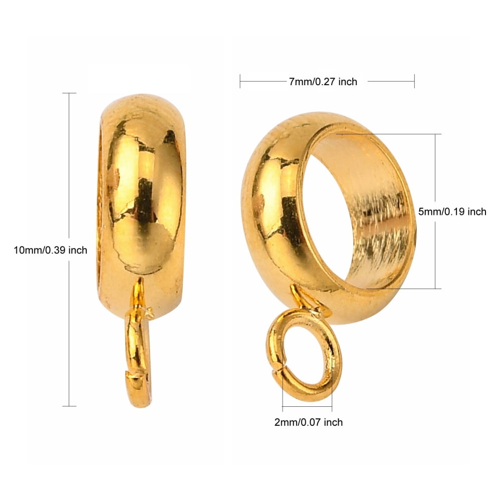 100pcs 201 Stainless Steel Tube Bails Loop Bails Golden 10x7x2mm Hole: 2mm Inner Diameter: 5mm