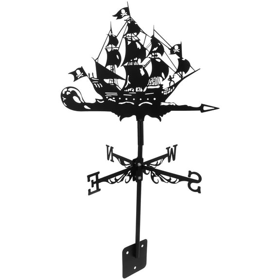 Clispeed Weather Vanes for Roofs Pirate Ship Ornament Iron Decorative 1Set