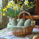 thumbnail image 5 of Decoración de huevo de Pascua tejida a mano con espuma de ganchillo, forma ovalada suave y texturada, hecha a mano, para cestas, mesas y hogar., 5 of 6