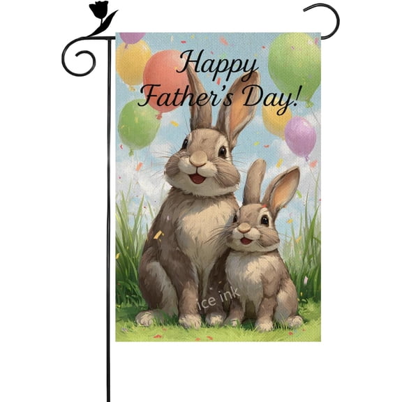 Happy Fathers Day Celebration Garden Flag Linen Burlap 12x18 Inch Double Sided Outdoor Yard Flag for House Home Decoration