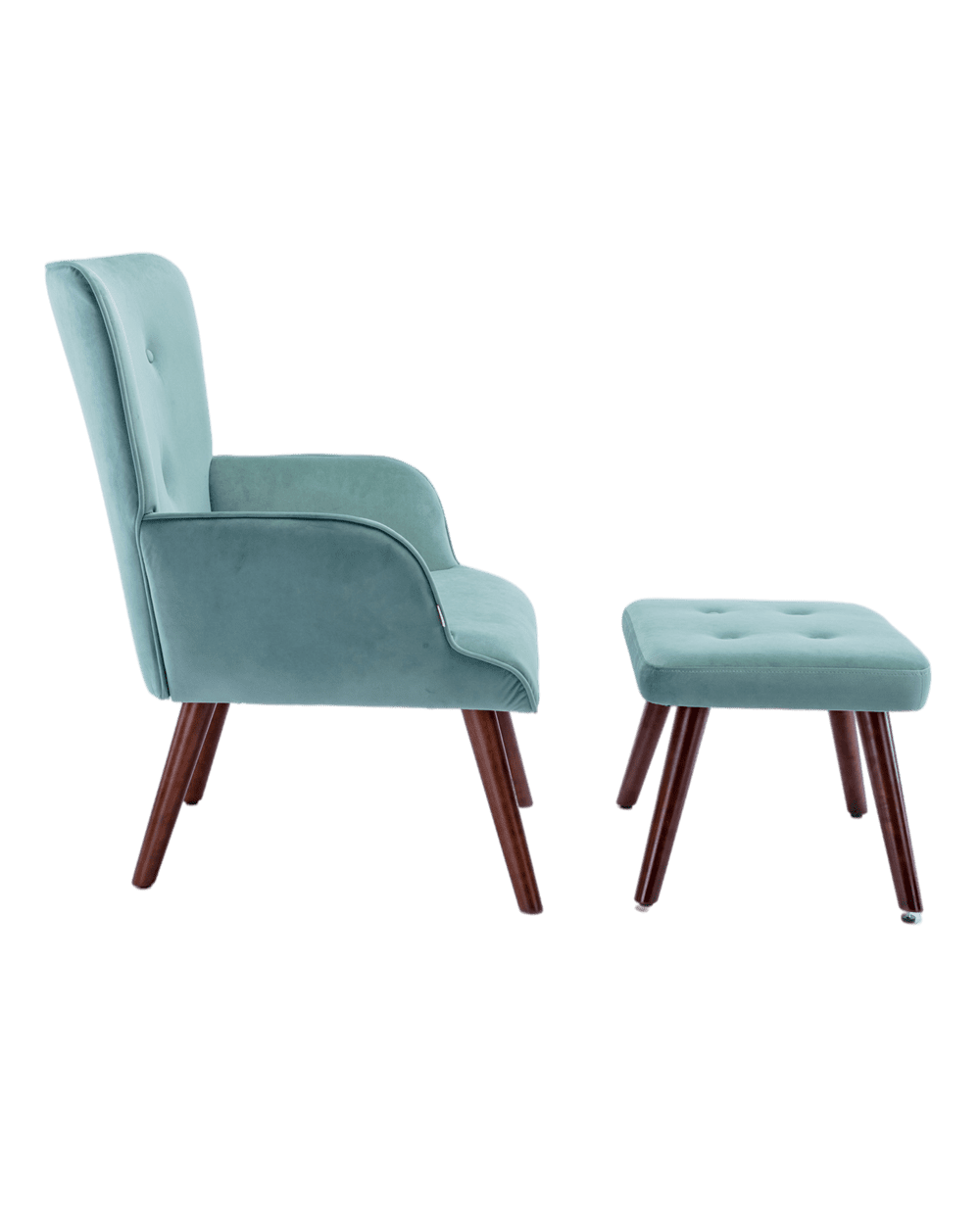 Buy Accent Chair with Ottoman, Modern Velvet Button Tufted Wingback