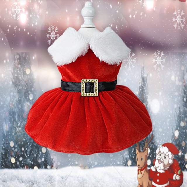 Gatos Perro Vestido rojo Bonito traje navideño Cómodo vestido navideño Suministros