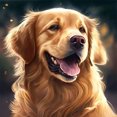 thumbnail image 1 of Pintura de diamante 5D DIY taladro redondo completo Golden Retriever arte artesanal 30x30cm, 1 of 9