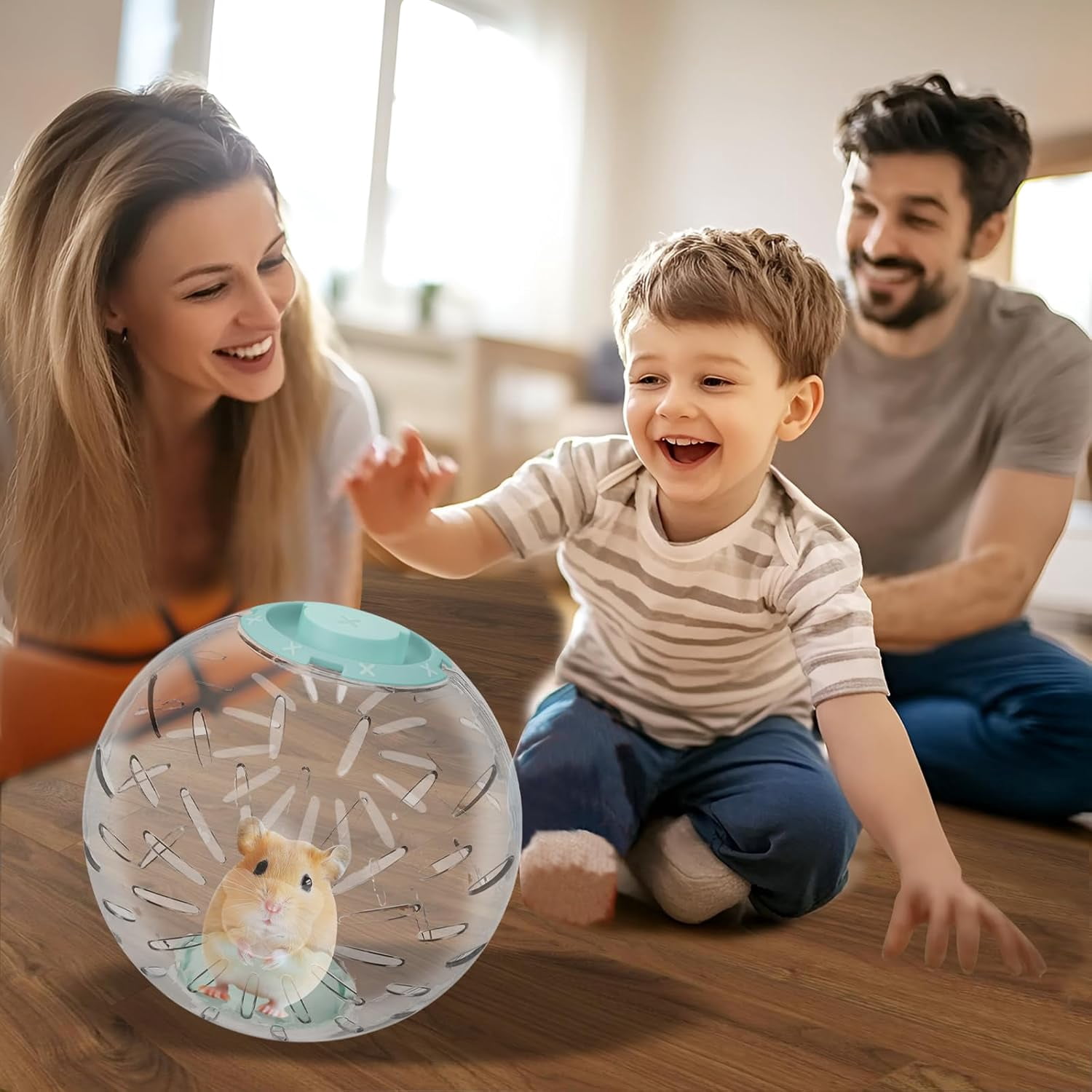 ABPETE Running Clear Plastic Balls with Blue Lock, Large Space, Easy to Clean, Portable Cage, for Hamsters(7.9 inch)