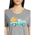 thumbnail image 4 of PositiviTees Women's Fall Graphic T-Shirt, Seasonal Short Sleeve Tee Pumpkin Pickup, Sizes S-3XL, 4 of 5