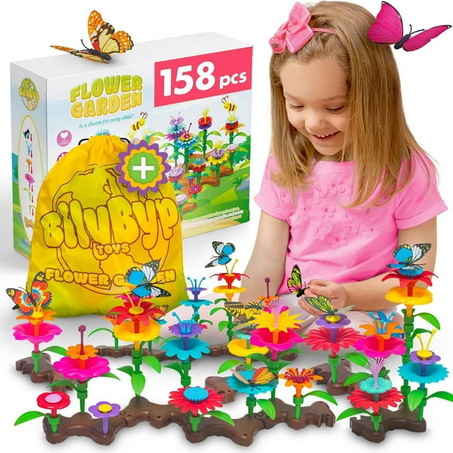 Set de juguetes para construir jardines con flores, SuccessHunters, 158 piezas
