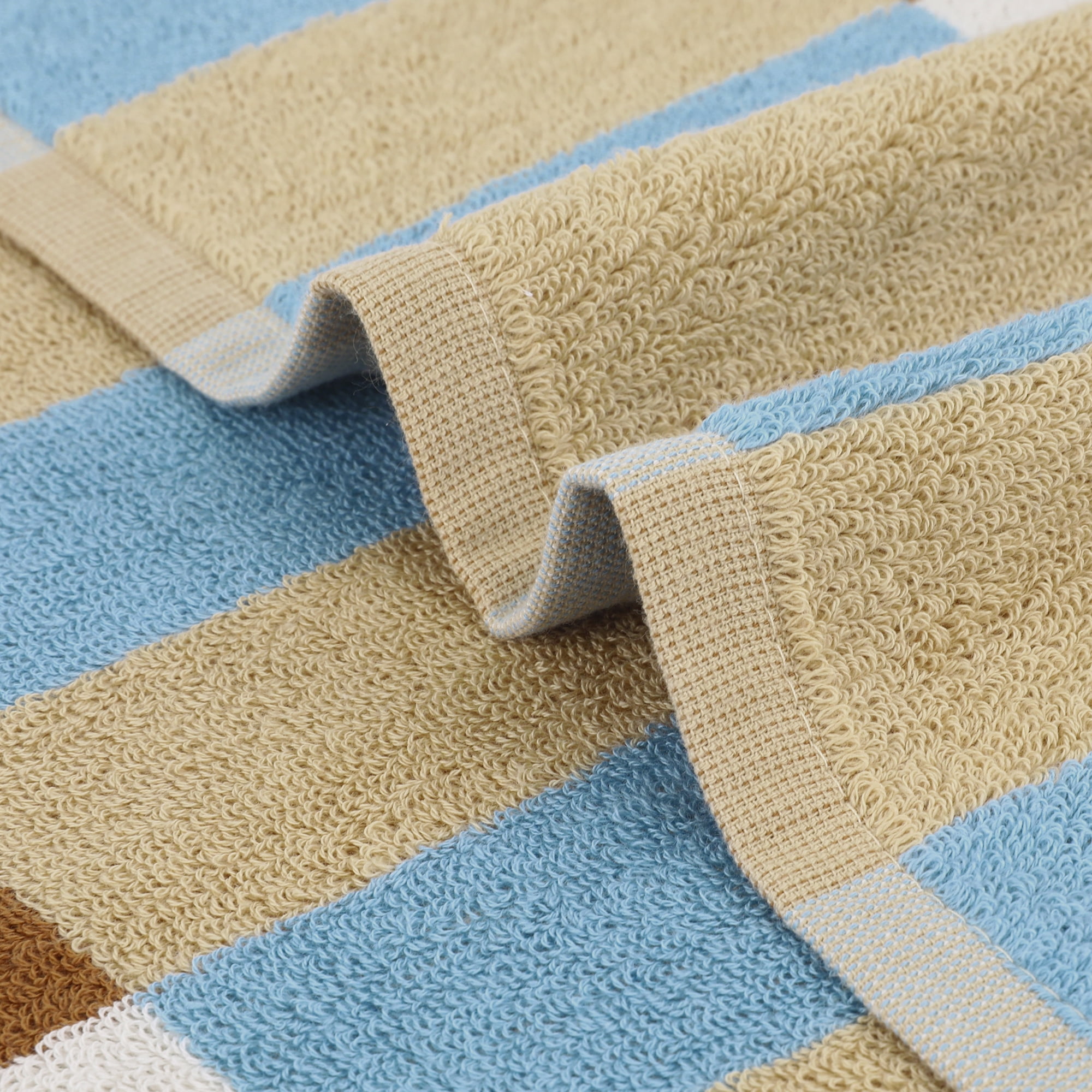 Unique Bargains Checkered Cotton Hand Towels for Bathroom, Kitchen Beige Brown 2-Piece