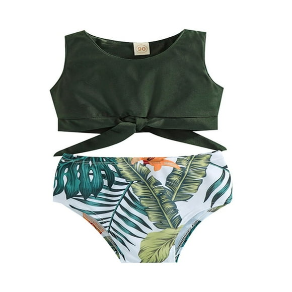 Family Matching Swimsuit  Sisters and Brothers Leaf Print Swimwear  Split Bathing Suit  Swim Shorts Green Boy 18-24 Months