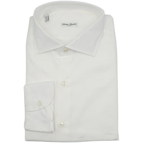 Gaetano Ippolito Men's White Napoli Birdseye Dress Shirt - 44-17.5 (Xl)
