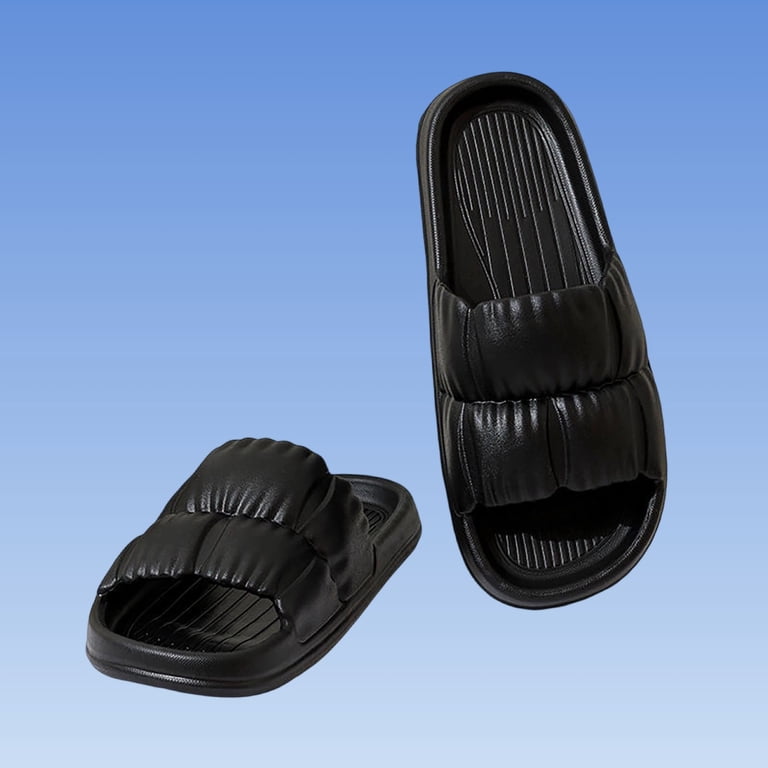 Samdudou Slides for Women and Men Puffy Quilted Sandals Trendy