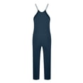 thumbnail image 7 of Fashion Women Casual Cold Shoulder Jumpsuit Solid Suspender Jumpsuits Wide Pocket Leg Pant Navy XL, 7 of 7