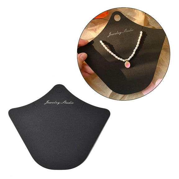 100pcs Paper Necklace Display Cards Bust Shaped Jewelry Display Card for Necklace Showing Black 14x15.1x0.05cm