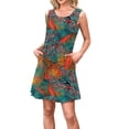 thumbnail image 1 of Vestido Corto de Manga Larga Mujer de Algodón Lino Color Sólido Empalme Encaje Soluble en Agua, V-Cuello Rodilla-Longitud Vestido Casual, 1 of 3