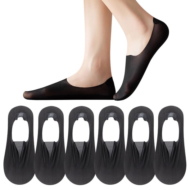 Calcetines de mujer, 6 pares, de nailon, antideslizantes, de corte bajo, finos, ligeros