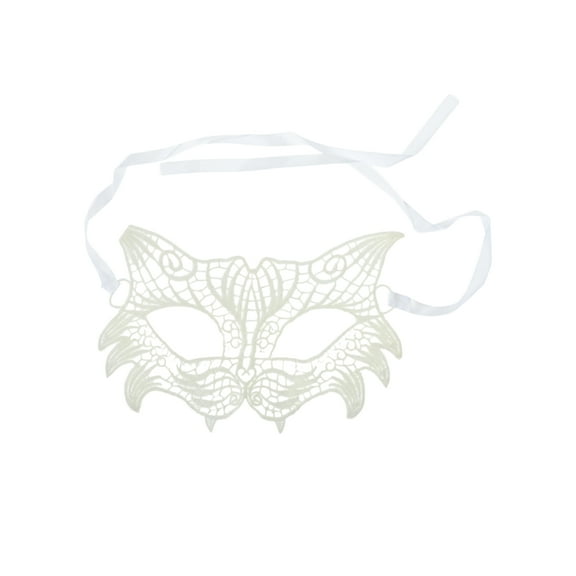 Unique Bargains 1 Pc Lace Tiger-Head Half Face Party Mask for Masquerade Party White Lace