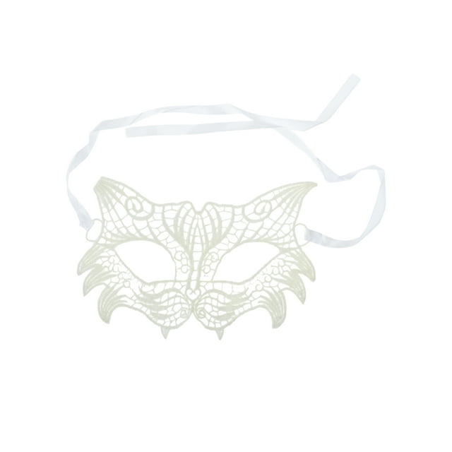 Unique Bargains 1 Pc Lace Tiger-Head Half Face Party Mask for Masquerade Party White Lace