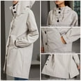 thumbnail image 4 of Huesdet Raincoat Women Waterproof Long Hooded Trench Coats Lined Windbreaker Travel Jacket(Grey,XXL), 4 of 9