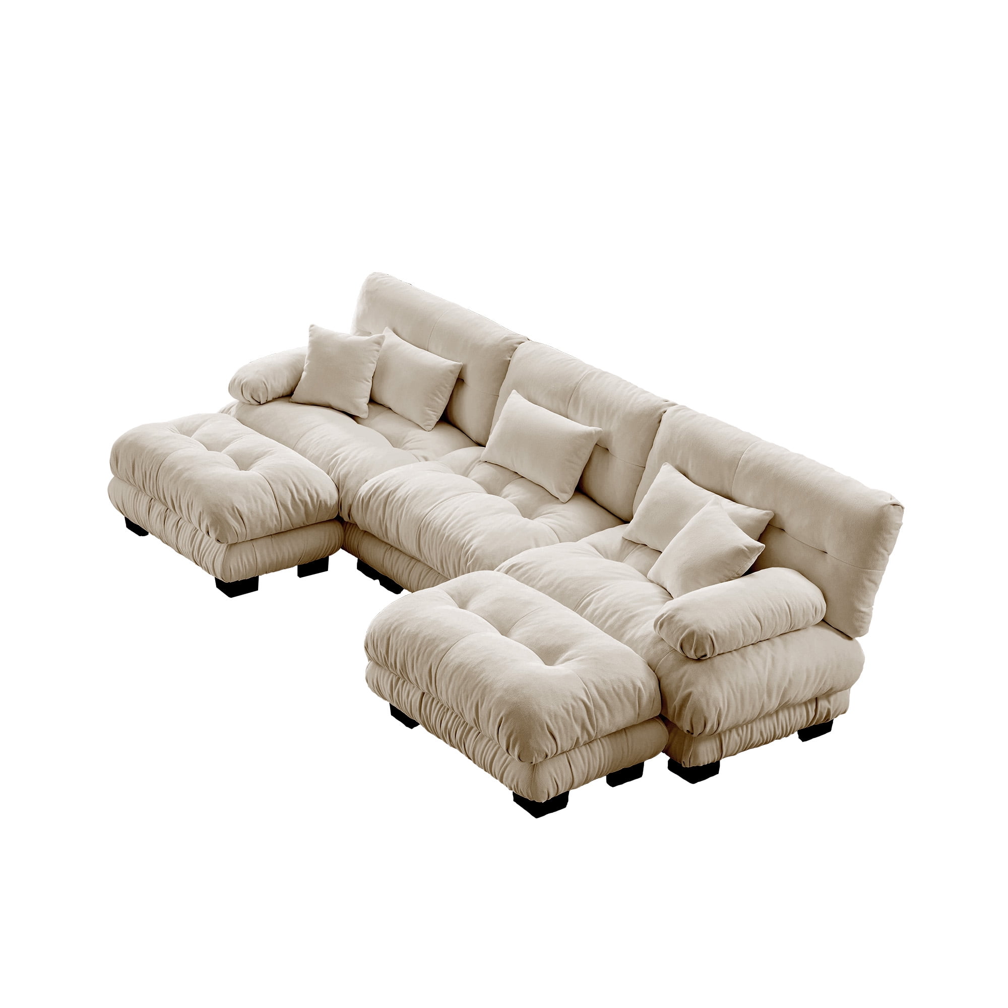 Gewnee White Chenille Cloud Couch 2 Seater Sofa for Living Room, Chenille 2 - Seat sofa with 2 Lumbar pillows and 2 throw pillows,