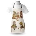 thumbnail image 4 of Owl Lover Apron, Ornamental Birds Sitting on Tree Branches Big Eyes Nocturnal Pastel Deaitls, Unisex Kitchen Bib with Adjustable Neck for Cooking Gardening, Adult Size, Umber and Ivory, by Ambesonne, 4 of 4