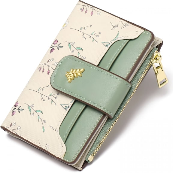 AOMRCOL Small Wallets for Women RFID Blocking Leather Bifold Zipper Pocket Wallet Credit Card Holder with ID Window