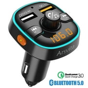 Bluetooth FM Transmitter for Car, QC 3.0 Quick Charging Car Charger w/ Dual USB Ports, Hi-fi Sound Hands-Free Calling Car Radio Receiver Audio Adapter, Black