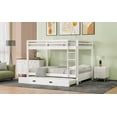 thumbnail image 5 of Newest Wood Queen Size Bunk Bed with Ladder , Trundle, White, 5 of 9
