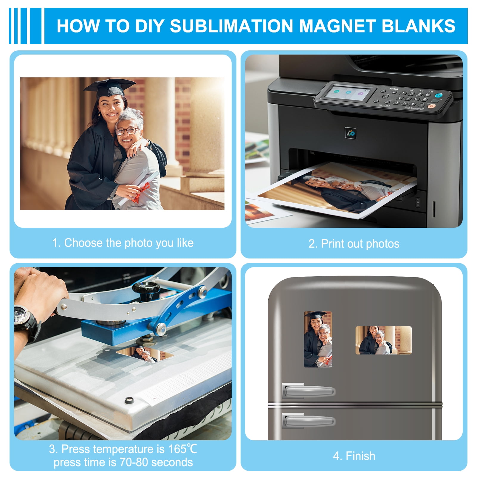 Uxcell 2.6" Sublimation Magnet Blanks, 30 Pcs Sublimation Blanks Products Personalized Refrigerator Magnets for Kitchen Fridge Home Decor, Round