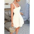 thumbnail image 4 of Women'S Casual Square Neck Sleeveless Tank Top Flare Mini Dress A Line Party Club Dresses Bee White XL, 4 of 9
