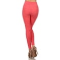 thumbnail image 4 of Women Fleece Lined Leggings Solid High Waist Strechy Leggings Athleisure Pants - Coral, 4 of 6