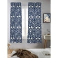thumbnail image 5 of Navy Blue Boho Elk Curtains 63 Inch Length, Sheer Curtains for Bedroom Living Room Window Middle Century Vintage Botanical Rod Pocket Voile Drapes Kitchen Curtains Small Half Window 42"x63" 2 Panels, 5 of 6