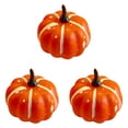 thumbnail image 3 of 3PC Pumpkin Fall Decorations, 2.36" Mini Faux Pumpkin, Small Decorative Pumpkins for Thanksgiving Fall Decor, Halloween Plastic Pumpkins, Natural‑Textured Fake Pumpkin, Harvest Pumpkins for Mantel, 3 of 5