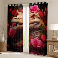 thumbnail image 2 of Gothic Crocodile Curtains for Living Room,Red Rose Flowers Curtains Drapes Nautical Sea Animal 30%-50% Blackout Curtains 2 Panels 42"Wx90"L,Ocean Coastal Reptile Window Curtains, 2 of 5