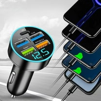 RNLUGM Car Accessories New Digital Car Charger 4USB 66W Fast Charging PD Mobile Phone Charging Head One To Four With Car Charger