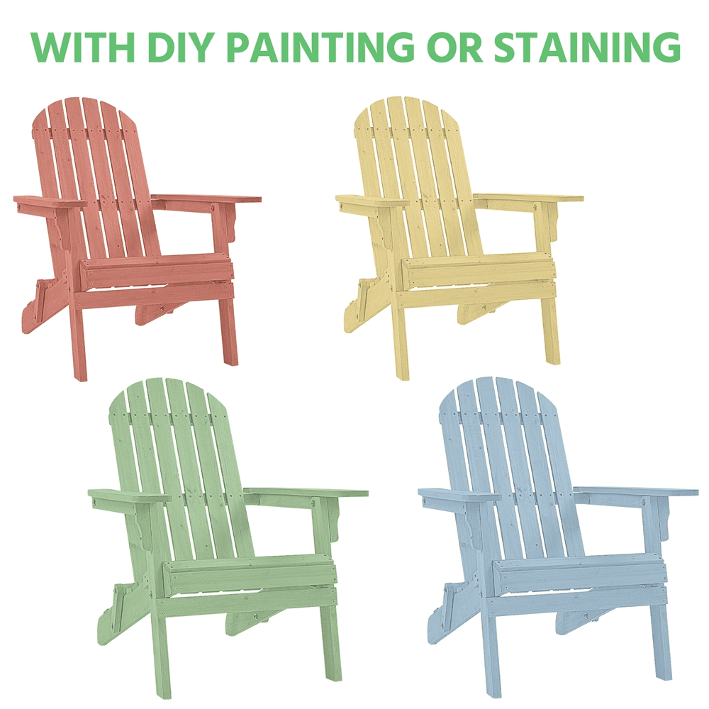 Alden Design Folding Solid Wood Adirondack Chair Weather Resistant for Patio, Brown