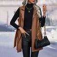thumbnail image 5 of TrendOFT Faux Leather Vest For Women Long Lapel Sleeveless Drape Open Front PU Cardigan Brown L, 5 of 9