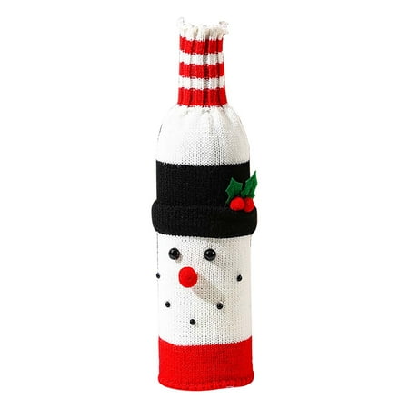 

LIJCC Christmas Decorative Wine Bottle Set Christmas Wine Bottle Cover with Creative Knitted Santa and Snowman for Holiday Party Decoration and Table Decoration