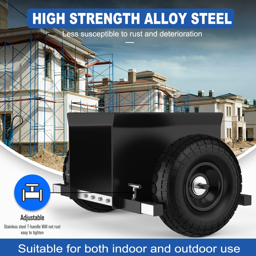 Holaki Dolly Cart with 10" Solid Rubber Tires – Adjustable Panel Dolly, 1000 lb Capacity, Heavy Duty, All Terrain Moving Cart – Black