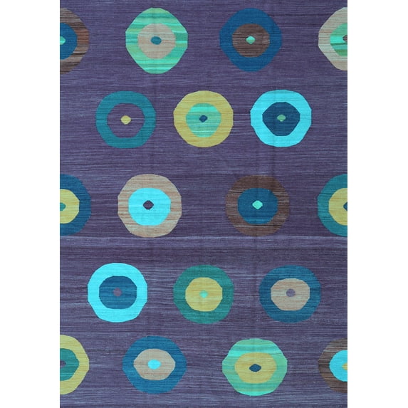 Ahgly Company Indoor Rectangle Abstract Light Blue Contemporary Area Rugs, 7' x 10'