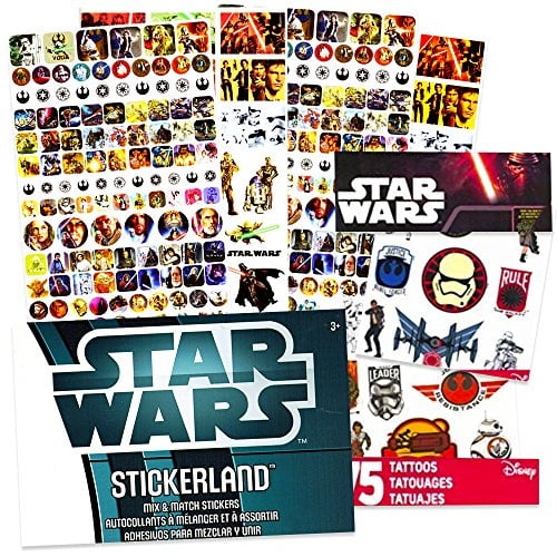 Paquete de pegatinas y tatuajes de Star Wars para fiestas (2