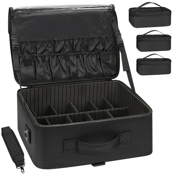 Cosmetic Case Relavel - Bolsa de maquillaje grande (40 x 28 x 16 cm), color negro